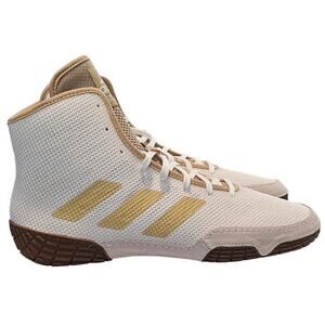 Adidas Tech Fall 2.0 Wrestling Shoe Men Sz 12 White Gold Suede Stability Support